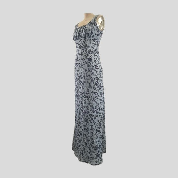 Vintage 90s Rampage Blue Floral Long Sleeveless Cottagecore Maxi Dress XS/S - Picture 1 of 6